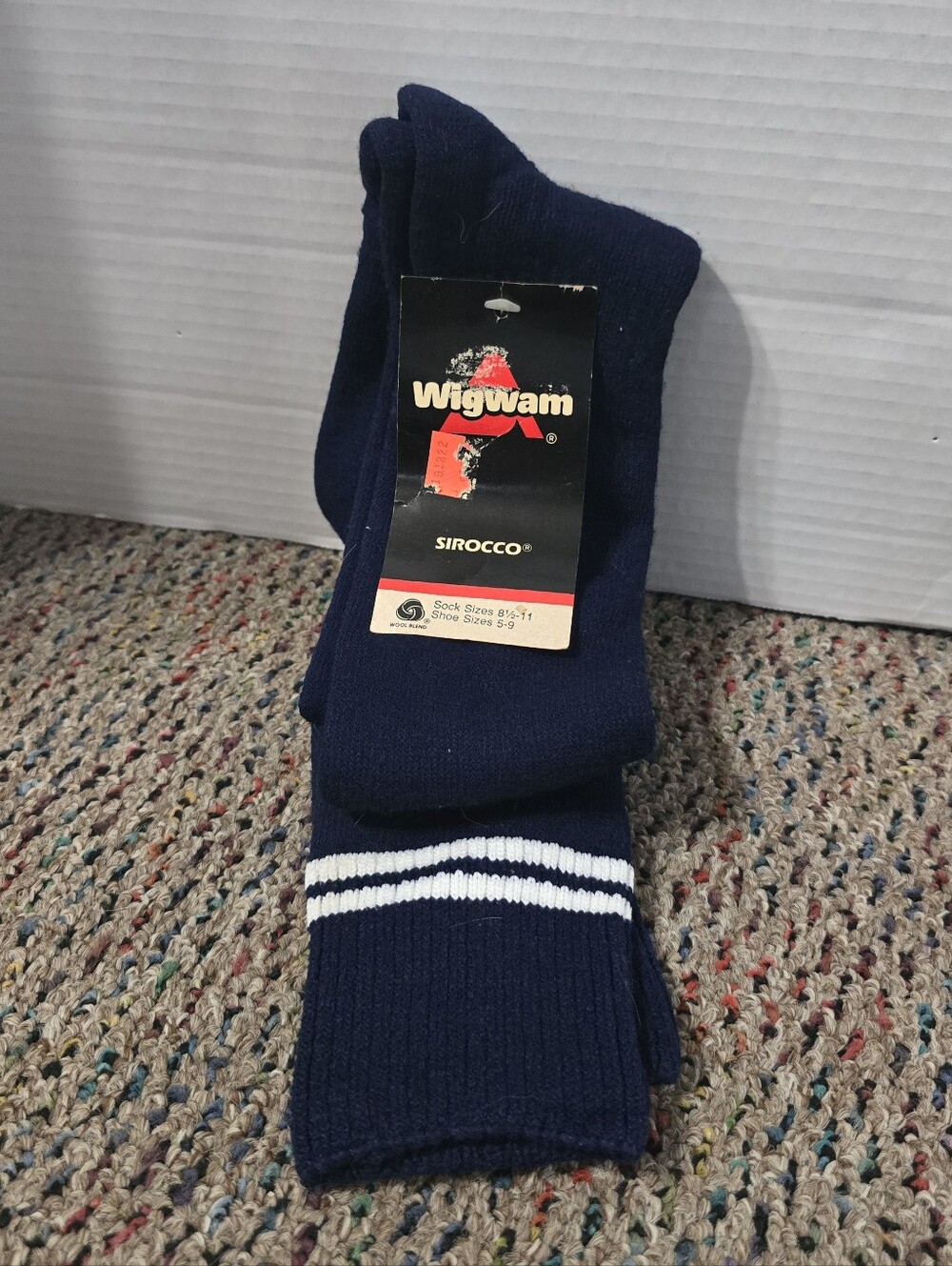 Wigwam Sirocco Socks NWT Sock Sz 8.5-11 Shoe Sz 5-9 Black White Striped
